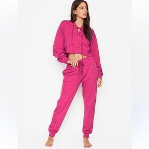 Victoria’s Secret Cotton Fleece Lace-Up Crewneck & Jogger Set